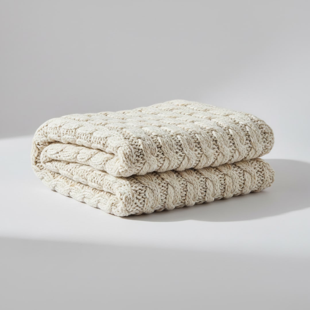 Chunky Knit Throw, Wool Blend